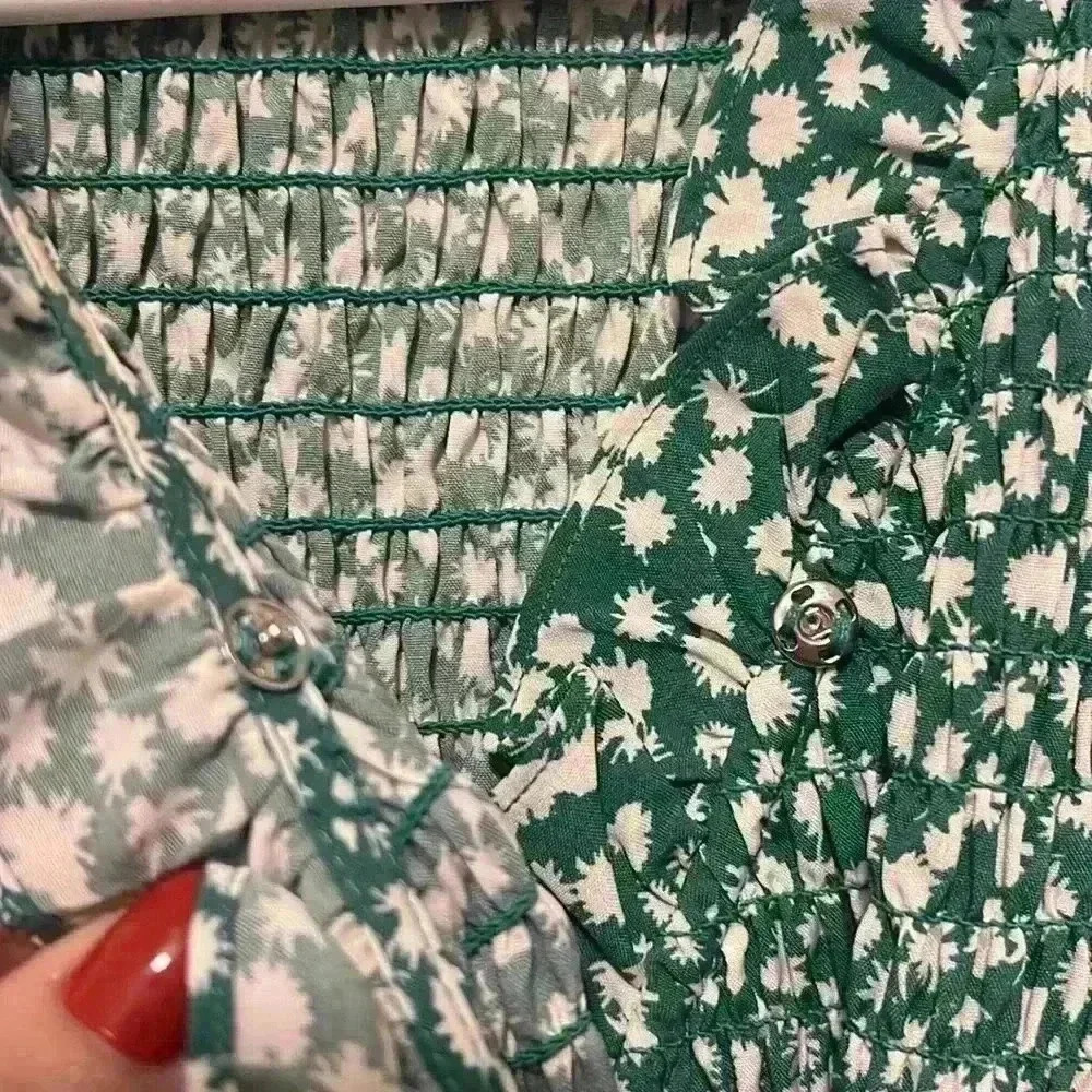 Green Tiered Floral Maxi Dress - Picture 3 of 10